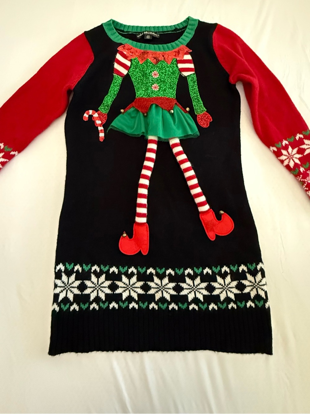 Women’s Black & Red Holiday Elf Sweater Dress